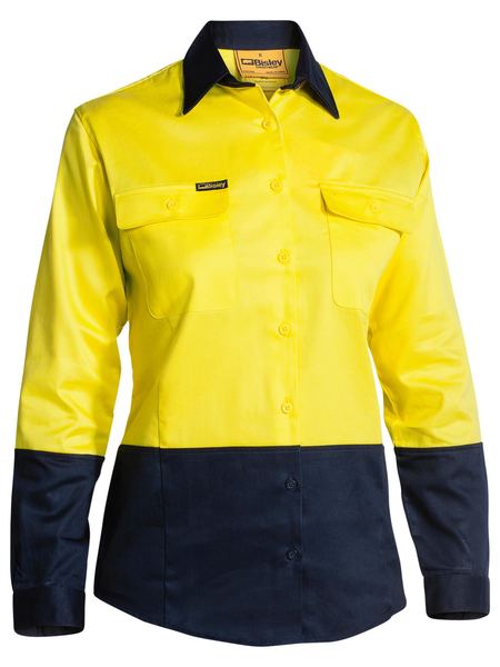 WOMENS 2 TONE HI VIS DRILL SHIRT - LONG SLEEVE