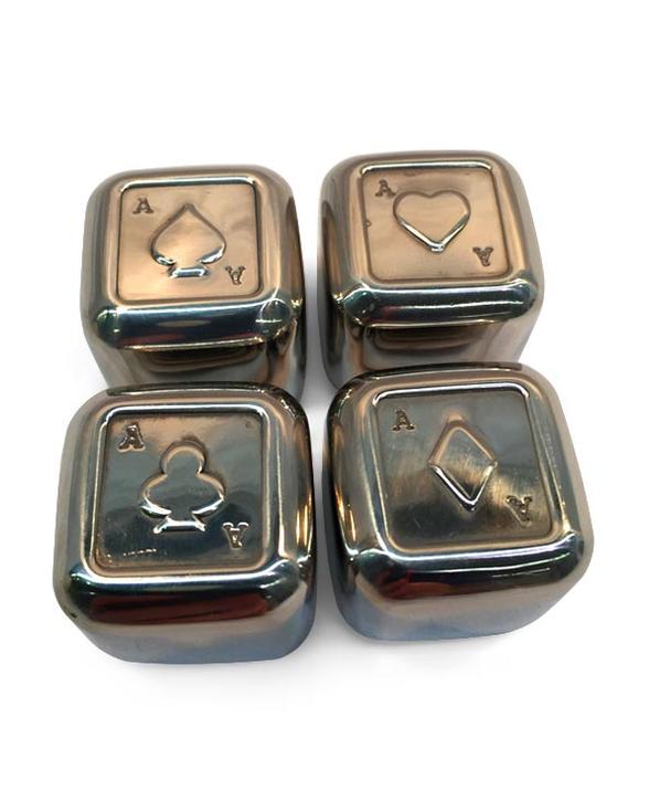 Men's Republic Playing Card Suits Ice Cubes - 4 Pieces Stainless Steel