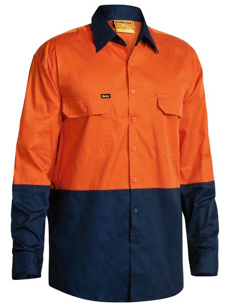 TWO TONE HI VIS COOL LIGHTWEIGHT DRILL SHIRT - LONG SLEEVE