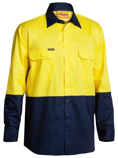 TWO TONE HI VIS COOL LIGHTWEIGHT DRILL SHIRT - LONG SLEEVE