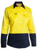 WOMENS 2 TONE HI VIS DRILL SHIRT - LONG SLEEVE