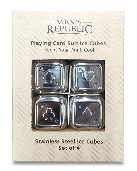 Men's Republic Playing Card Suits Ice Cubes - 4 Pieces Stainless Steel